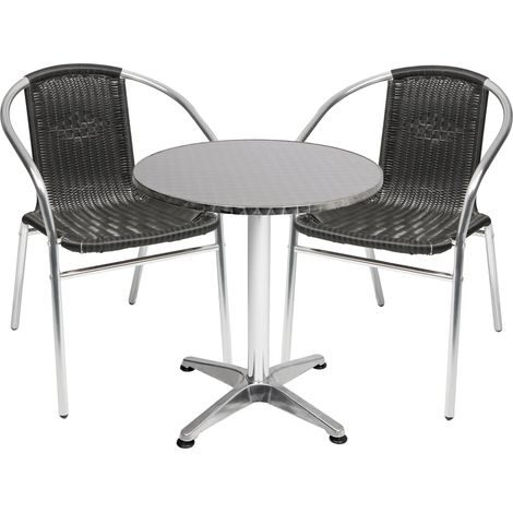 Bistrogarnitur 3-teilig Aluminium / Rattan / Schwarz-M950249+2xM537481 (1/5)