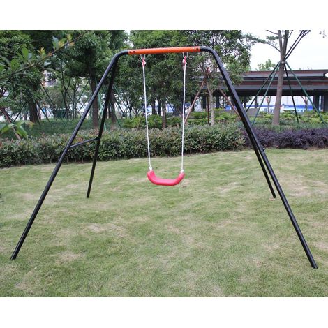 Balançoire enfant jardin métal noir et rouge HAVRYA (1/3)