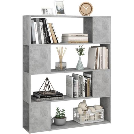Bibliothèque-Séparateur de pièce Gris béton 100x24x124 (1/5)