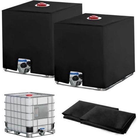 2PC für IBC-Container 1000L Regenwassersammler UV-beständig Staubgeschützt 1000L 116 x 100 x 120 cm Schwarz