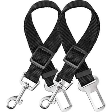 Cintura di sicurezza per auto per cani, 【2 pezzi】 Pettorina universale, cintura di sicurezza resistente antistrappo regolabile 50-90 cm per tutti i cani e gatti, nylon nero (1/5)