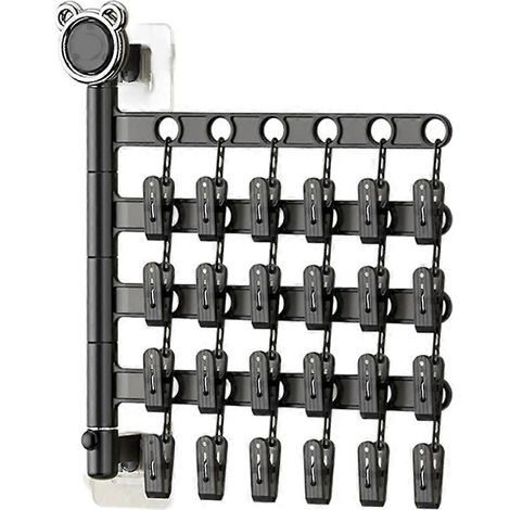 Séchoir à linge multifonctionnel pour chaussettes et sous-vêtements, rangement pour linge, multi-clips, fixation murale, support pliable pour balcon B (1/5)
