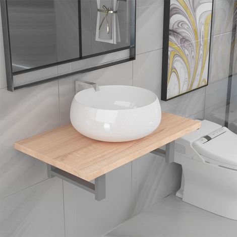 Meuble de salle de bain en deux pièces Céramique Chêne 10 (1/5)