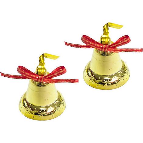 18 grelots dorés en plastique avec ruban rouge, petits ornements de bijoux et de décorations de Noël, pendentifs pour sapin de Noël et loisirs créatifs.-18pcs (1/3)