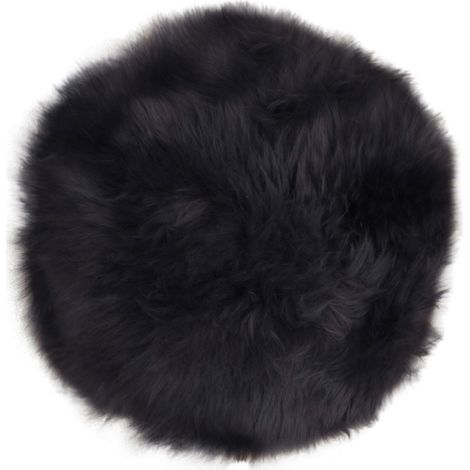 Cuscino per sedia in pelle di agnello nero ø35 cm