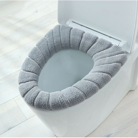 4X Peluche Toilettensitzabdeckung Housse de siège Chaud Pad Couvercle de la Cuvette des toilettes Gris