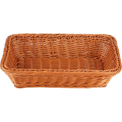 Panier de rangement rectangulaire de bureau pour aliments, pain, fruits, etc., couleur café. (1/5)