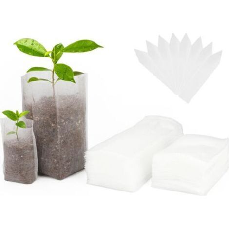 200 Biodegradable Non-Woven Plant Seedling Bags (16 x 20 cm + 8 x 10 cm) (1/5)