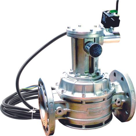 Normal geschlossenes atex-magnetgasventil mit manueller rückstellung 500 mbar ev rm nc adpe/eex dn100 pmax 500mb 230v m16/rm nc