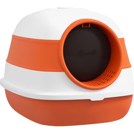 Bac à litière avec couvercle et pelle, pour chats jusqu'à 5 kg, 52 x 41 x 38 cm, blanc/orange Ce produit est fabriqué av