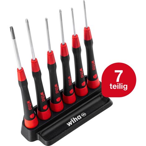 Wiha Feinschraubendreher Set PicoFinish® (42996) 7-tlg. Innensechskant I Präzisionsschraubendreher mit Halter I Uhrmacherwerkzeug, Mini Set Modellbau (1/5)