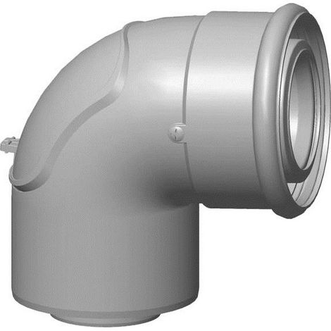 Wolf coude de révision 2651730 87°, DN 60/100, enfichable, pour tuyau air/échappement, blanc