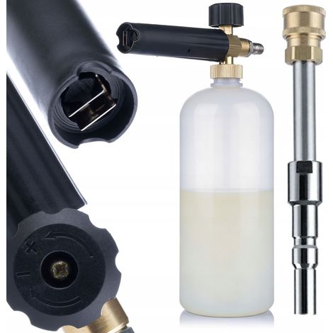 1-Liter-Schaumsprühgerät + 1/4"-Schnellkupplungs-Verlängerungslanze – Set für Hochdruckreiniger  200 bar  Kompatibel mit Kranzle D12 und Nilfisk Alto  Schaumregulierung  Schnellkupplung (1/5)