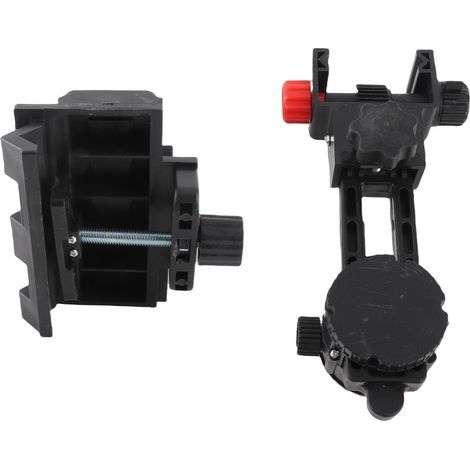 Support de réglage fin avec adaptateur de niveau, réglable à 360°, base pivotante en forme de L avec clip, fixation murale ou plafond (1/5)