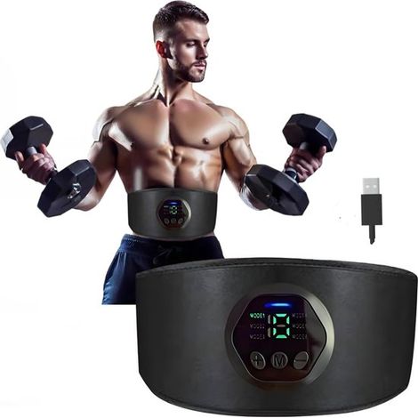 Cinturón de estimulación muscular EMS para la cintura, entrenador abdominal para adelgazar, 6 modos, 18 niveles de intensidad, USB. (1/5)