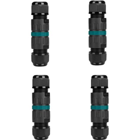 4er-Pack wasserdichte IP68-Steckverbinder – 3-poliger Stecker für Kabel mit 9–12 mm Durchmesser, für den Außenbereich, z. B. für Garten- und Erdverlegung (1/4)