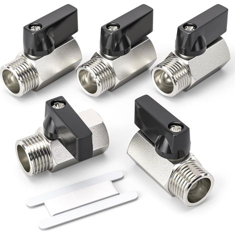 5 pièces 1/4 "BSP femelle x mâle nickelé laiton Mini vanne à boisseau sphérique (1/5)