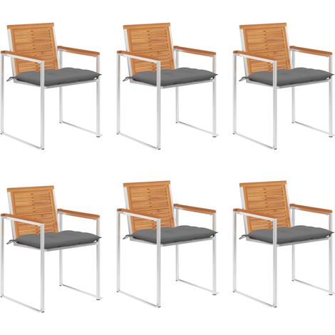 Gartenstühle 6 Stk. mit Kissen Massivholz Akazie