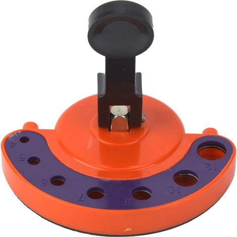 Guide de perçage diamanté pour verre et carrelage, gabarit de perçage réglable avec base à ventouse et système de fixation pour le carottage.