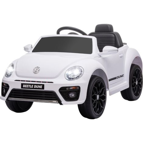 Coche eléctrico infantil Volkswagen Beetle blanco con mando a distancia y música 3-5 km/h (1/3)