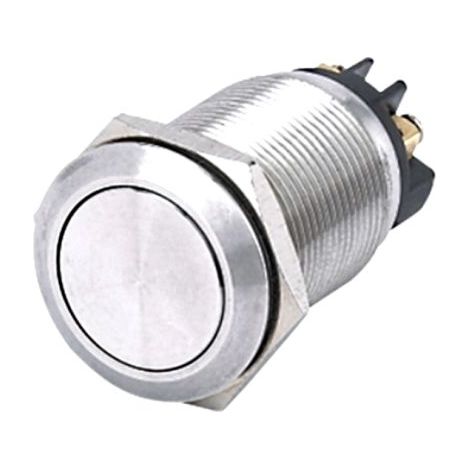 Bouton-poussoir, Momentané, SPST, 5 A @ 250 V ac, Argent, Montage panneau ( Prix pour 1 )