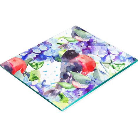 Tablero decorativo multifuncional de madera templada para cocina, con diseño de pájaros y flores, 60x52 cm. (1/5)