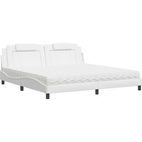 Maison Exclusive - Bett "Viana" mit Matratze Weiß 200x200 cm Kuns (1/5)