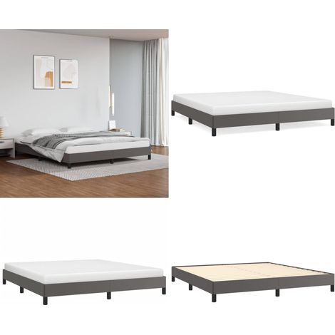 Cadre de lit sans matelas gris 160x200 cm similicuir - Cadre De Lit - Lit Double - Similicuir - Lit Moderne - Literie - Home & Living (1/5)