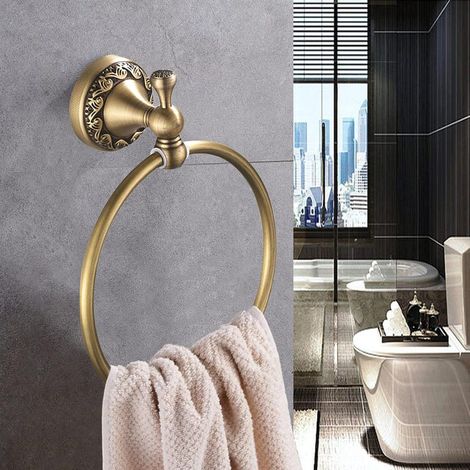Anneau Porte Serviette Rond dans Le Design Rétro Support de Serviette Mural avec Fixation Invisible en Laiton de Qualité avec la Base Sculpté Accessoi (1/5)