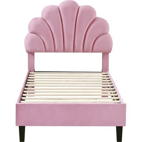 Letto a conchiglia in velluto "Manon" - 90 x 190 cm - Rosa