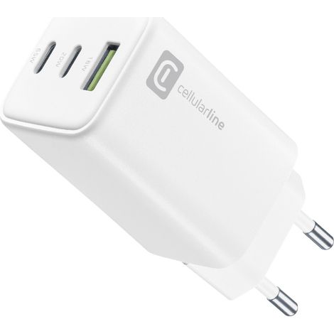 Cellularline Multipower Trio Port 65W - Smartphone, tablet e laptop 65W-Netzladegerät mit 3 Anschlüssen USB + USB-C + USB-C (1/5)