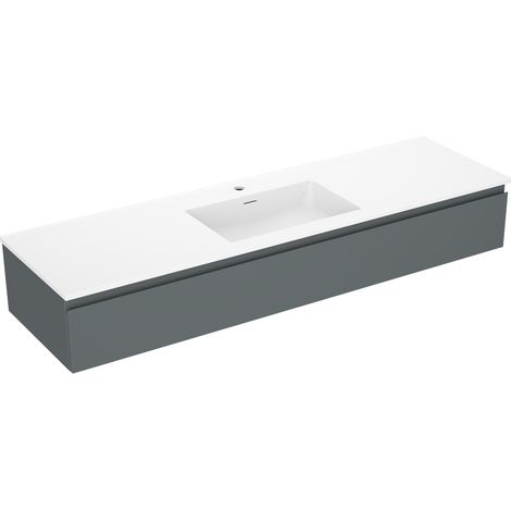 Mexen Orio Badezimmerschrank 160 cm mit Waschbecken Otis, 1 Schublade, Graphit matt/Weiß matt - 91A10-16023-1-BF66-W18M01