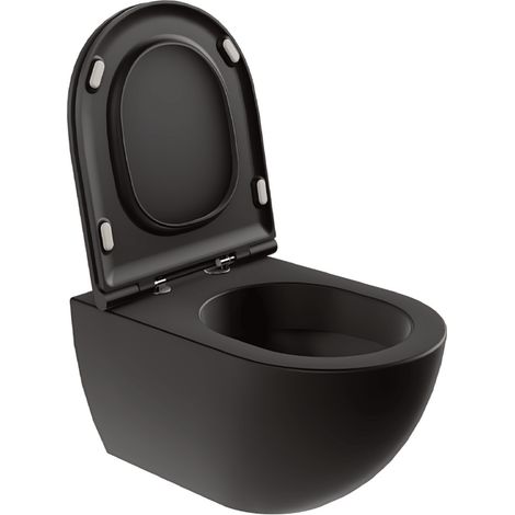 Wc Sospeso Senza Brida Azzurra Ceramica "Comoda" Nero Opaco (1/4)