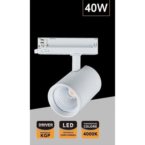 Trade Shop - LED FARETTO 40 W PER BINARIA TRACK TRIFARO LUCE NATURALE 4000K IP20 PT4-40 W - Weiß (1/3)