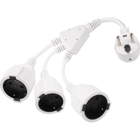 Rallonge 3 Prise, Rallonge Multiprise, Rallonge Exterieure étanche 250 V, 16 A, Maximum 3680 W, en PVC, 3 plug Extension Lead Contact de Protection Câble d'extension pour la Maison et Le Bureau, Blanc (1/5)