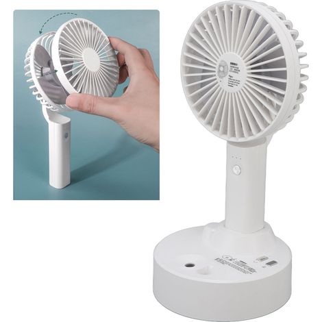 Mini ventilateur de bureau oscillant automatique, base de chargement, ventilateur brumisateur portable, mini ventilateur électrique (1/5)