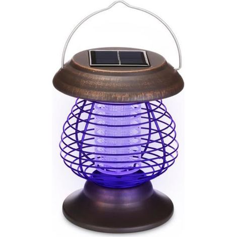 Lampe anti-moustique solaire 2-en-1, piège à insectes volants, lampe de camping portable USB, lumière UV répulsive mouches et mites. (1/5)