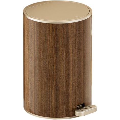 Poubelle Ronde à Effet Bois Luxueuse à Pedale - 12L Grande Capacité Étroite pour Rangement, Couvercle Hermétique à Ouverture Double Silencieuse, pour Maison Salle de Bain Salon, Design Élégant avec Ef (1/4)