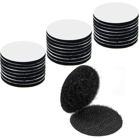 30 Paires Scratch Autocollant Double Face - Adhesif Double Face Extra Fort - Bande avec Envers adhésif Ultra-Puissant Noir, 4mm Adhésif Rond,pour Tapis Sofa Artisanat (Noir, Blanc) (1/5)