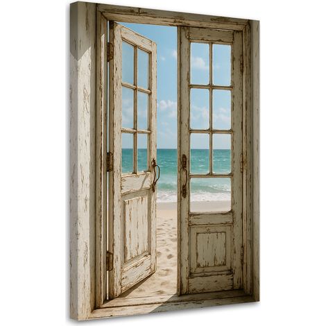 Wandbild Shabby Chic Blick auf den Strand 60x90 cm