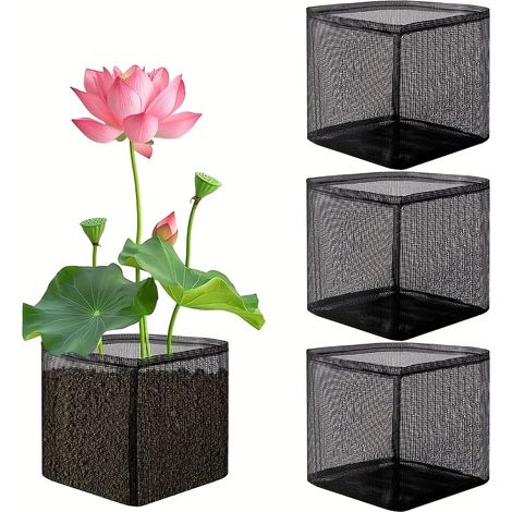 Ensemble de 4 sacs de plantation aquatique, jardinière réutilisable en filet pour bassin de jardin, sac à plantes (1/5)