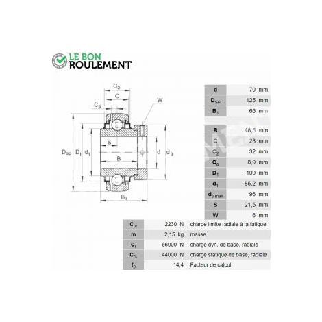 Roulement de palier GE70-KRR-B-INA