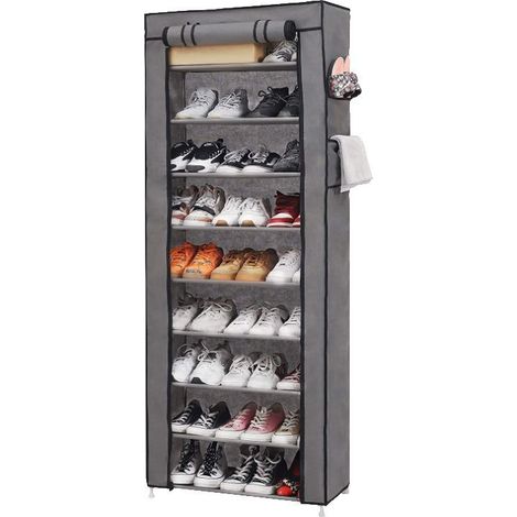 Armario textil plegable grande, zapatero de tela, estante, perchero XL