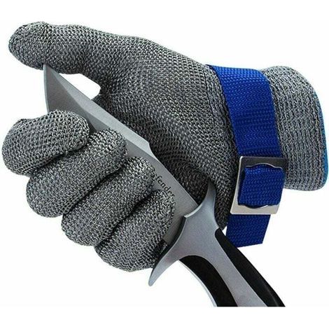 [JAMAIS UTILISÉ] Gant de boucher résistant aux coupures de niveau 9 - en maille d'acier inoxydable avec fil métallique durable et antirouille (L) (1/4)