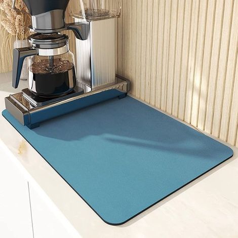 Tapis égouttoir (1 pièce), 40 x 50 cm, absorbant, auto-séchant, antidérapant, pour plans de travail, bars, machines à café et comme set de table, Mar (1/5)