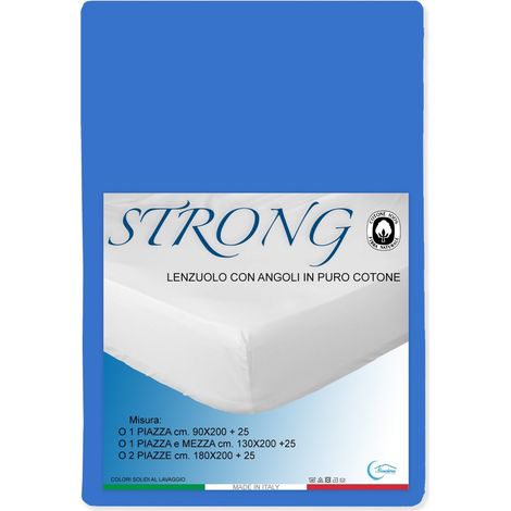 LENZUOLO con ANGOLI STRONG tinta unita BLUETTE made in Italy Due Piazze