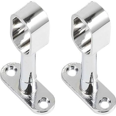 Lot de 2 Support Tringle Penderie Support pour Barre Penderie Ovale Zinc-Aluminium Support Central de Tube pour Armoire Penderie Vetement,Tringle Rideau Plafond,supports de tringle de (1/4)