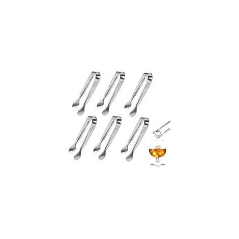 6-teiliges Eiswürfelzangen-Set, 11 cm, Edelstahl, multifunktionale Zuckerzange für Candy Bars, Hochzeiten und Küche (1/5)