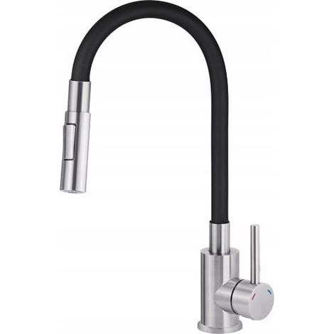 Grifo para fregadero de cocina de libre instalación Asti de acero y color negro