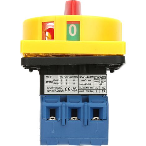 Interrupteur de disjoncteur de charge 25A/32A, tripolaire, 2 positions, à came rotative, marche/arrêt (32A)